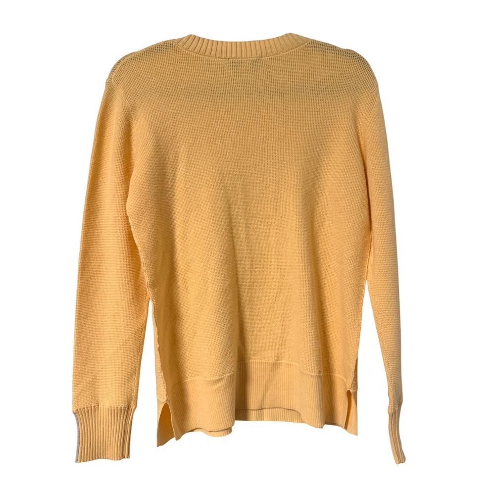 Forte Cashmere Womens Yellow Waffle Knit Cotton‎ Blend Sweater S - Picture 3 of 5